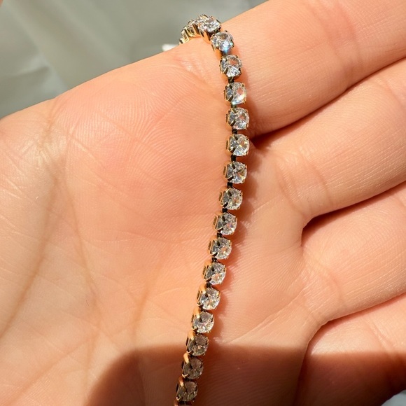 18K gold palette Tennis chain Gold Bracelet 
Zircon 
Stainless steel - Picture 10 of 13